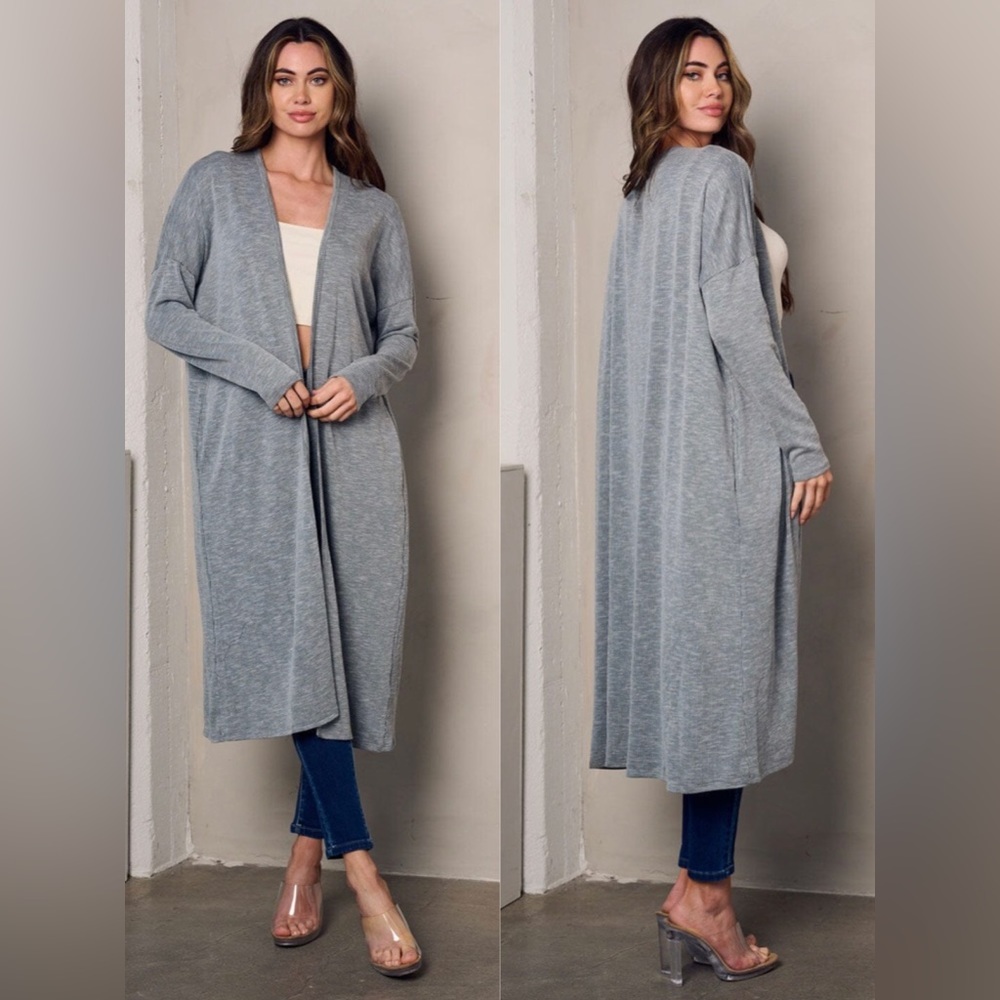 3-Pack Open Front Stripe Long Duster Cardigan